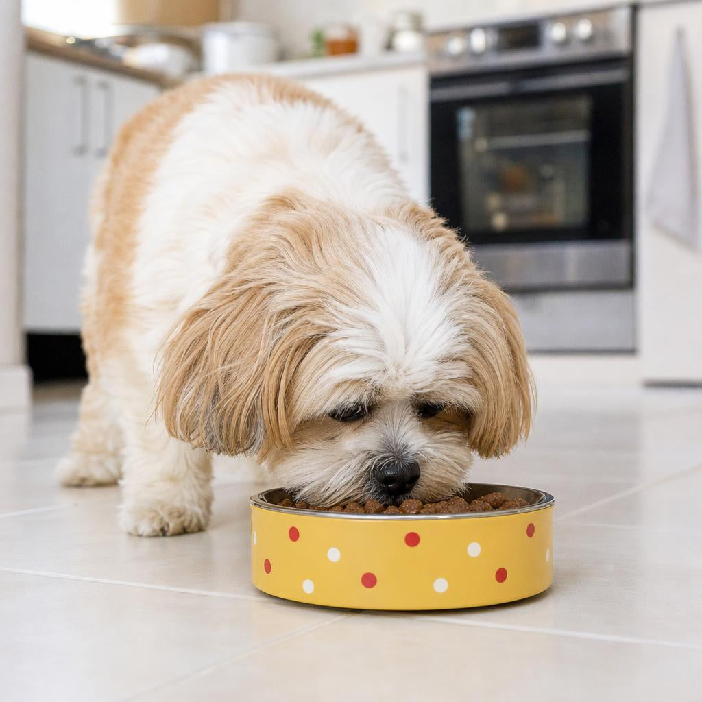 Dog eating from DoggyPlate Non-Slip Japan Cartoons