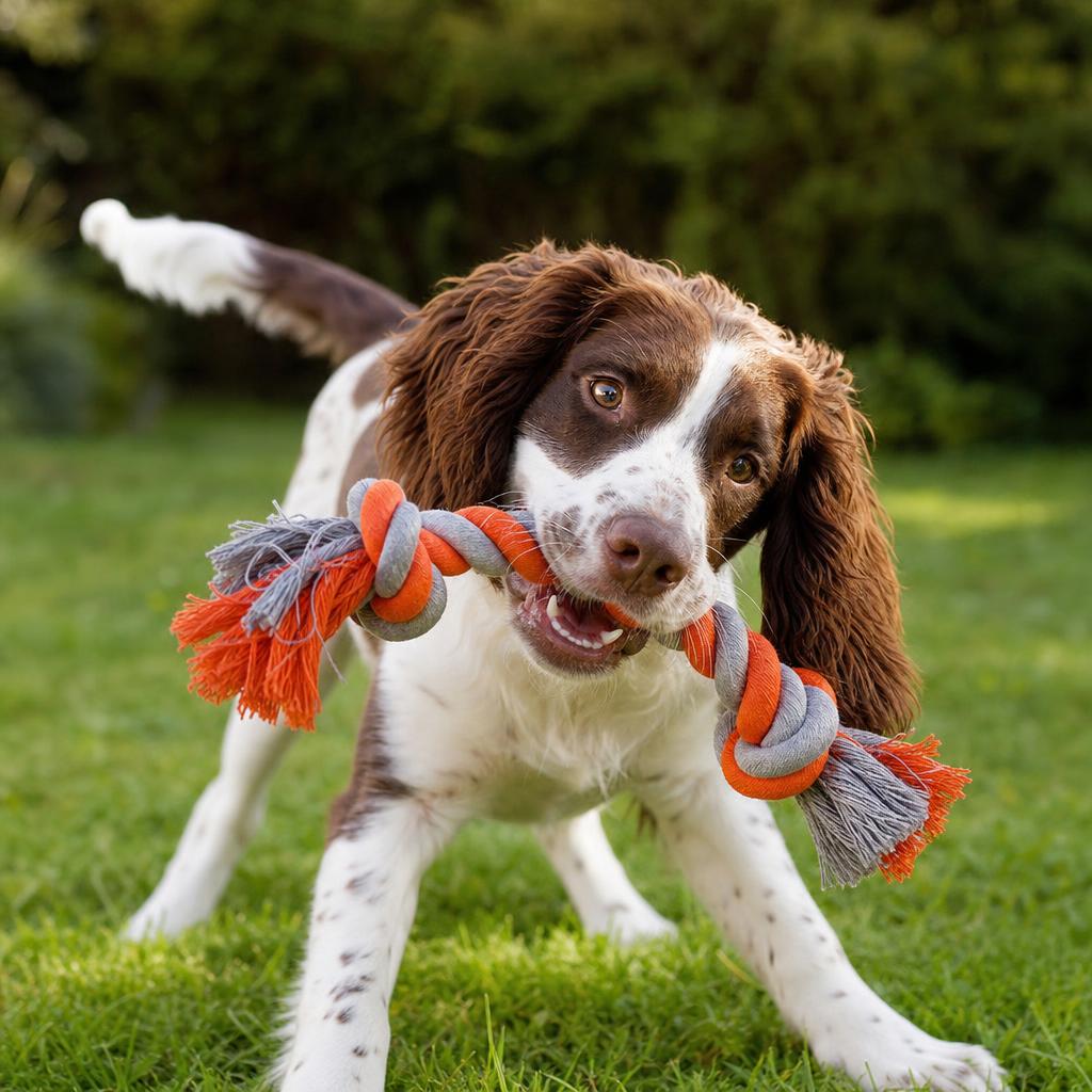 Dog playing with DoggyToy RopeKnob